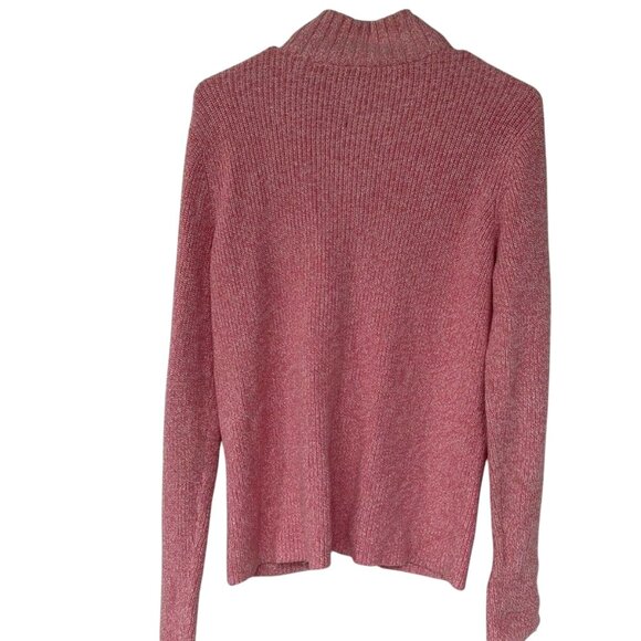 CRAZY HORSE PINK/WHITE ZIP FRONT CARDIGAN SWEATER MEDIUM-EUC - Picture 6 of 7